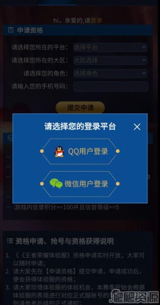 王者荣耀体验服