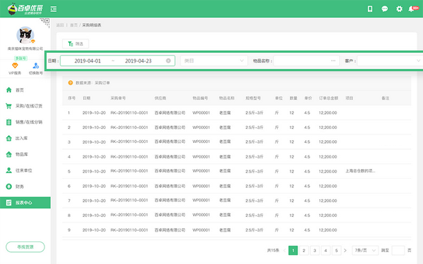 百卓优采云进销存