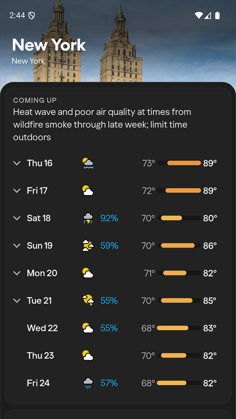 Yahoo天气预报app