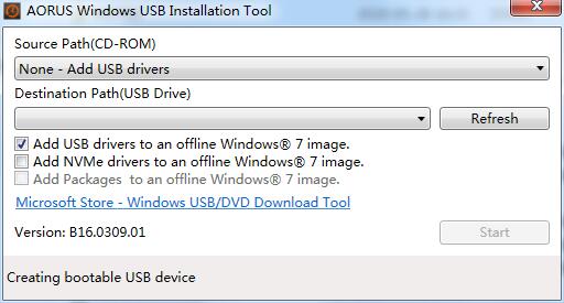 aorus windows usb installation tool