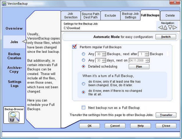 versionbackup master