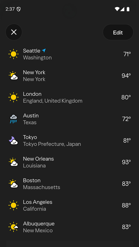 Yahoo天气预报app